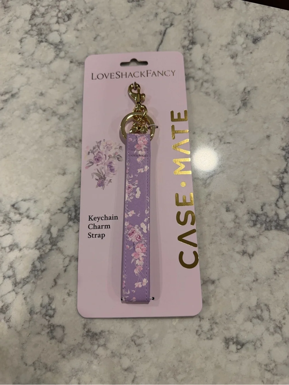 case-mate and LoveShackFancy Lavender Floral Keychain Strap
